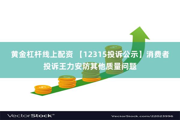 黄金杠杆线上配资 【12315投诉公示】消费者投诉王力安防其他质量问题