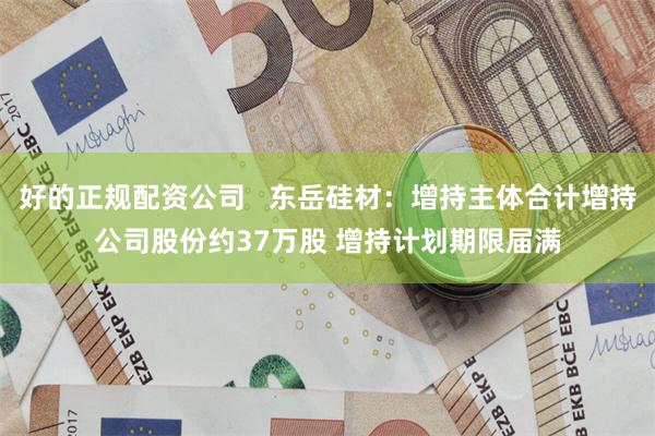 好的正规配资公司   东岳硅材：增持主体合计增持公司股份约37万股 增持计划期限届满