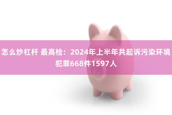 怎么炒杠杆 最高检：2024年上半年共起诉污染环境犯罪668件1597人