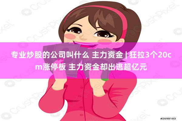 专业炒股的公司叫什么 主力资金 | 狂拉3个20cm涨停板 主力资金却出逃超亿元