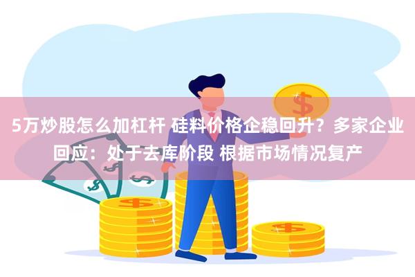 5万炒股怎么加杠杆 硅料价格企稳回升？多家企业回应：处于去库阶段 根据市场情况复产